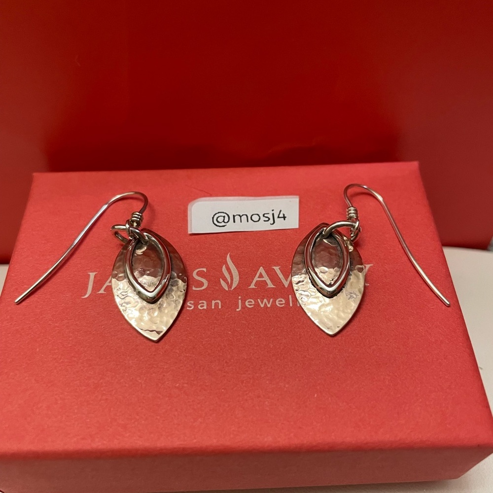 Retired HTF James Avery Copper & Silver Hammered Teardrop Earrings